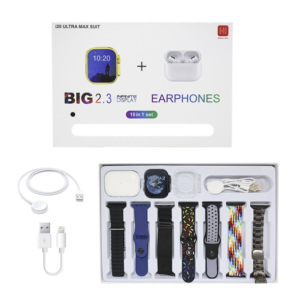 I20 Ultra Smart Watch - I20 Ultra Max Suit 10 in 1 Smart Watch With Airpods